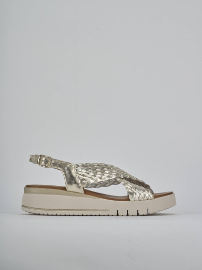 Sandali zeppa tacco 2cm pelle oro