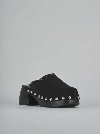 Sabot tacco 7cm camoscio nero