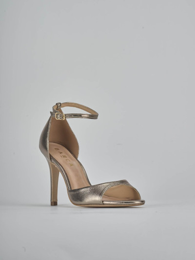 Sandali tacco 9cm laminato oro