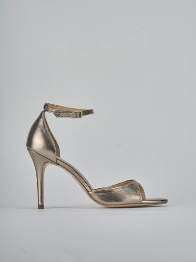 Sandali tacco 9cm laminato oro