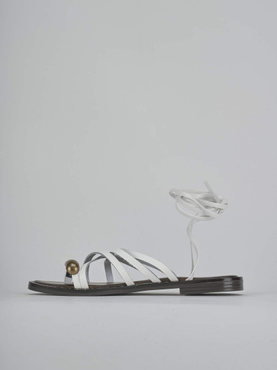 Sandalo tacco 1 cm bianco pelle