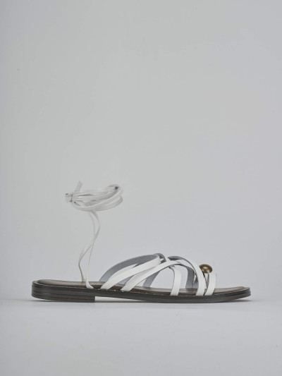 Sandalo tacco 1 cm bianco pelle