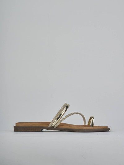 Ciabatte tacco 1cm pelle oro