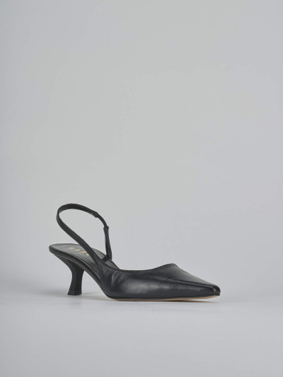 Décolleté e slingback tacco 5cm pelle nero