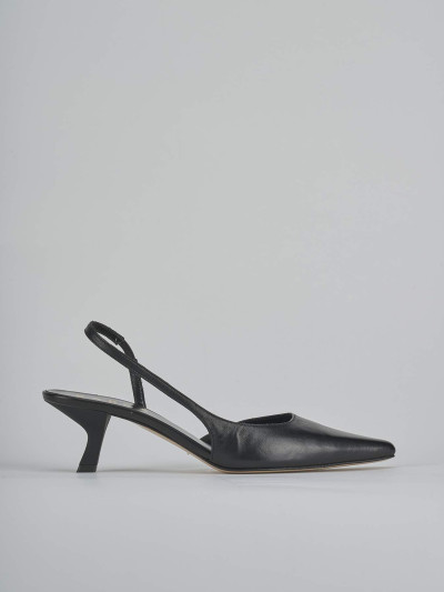 Décolleté e slingback tacco 5cm pelle nero