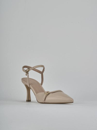 Décolleté e slingback tacco 8cm pelle beige