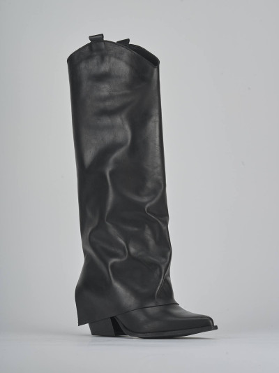 Stivale texano tacco 7 cm nero pelle