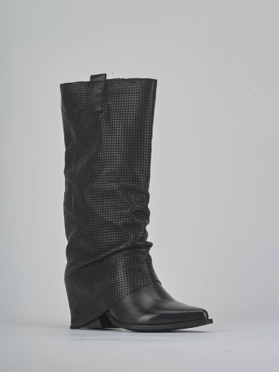 Stivali tacco 7cm pelle nero