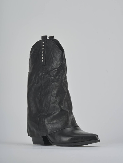 Stivali tacco 7cm pelle nero