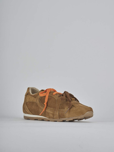 Sneakers tacco 1cm camoscio marrone
