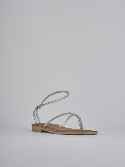 Sandalo tacco 1cm argento pelle