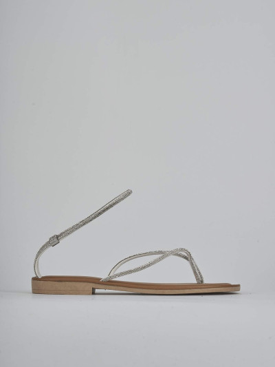 Sandalo tacco 1cm argento pelle