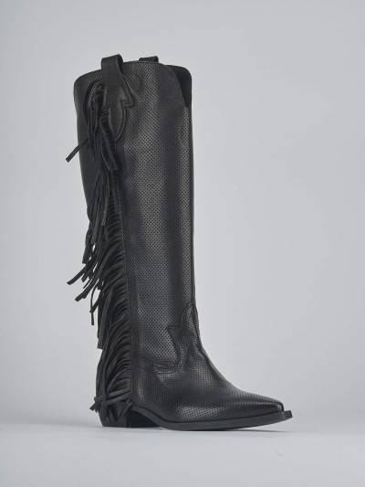 Stivali tacco 2cm pelle nero