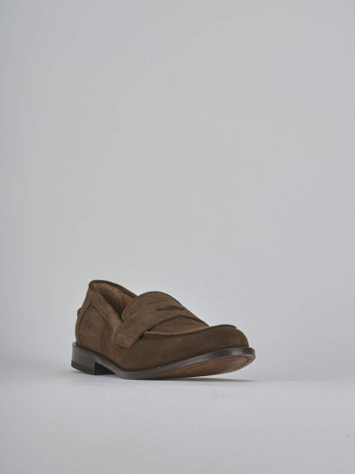 Mocassini tacco 1cm camoscio marrone
