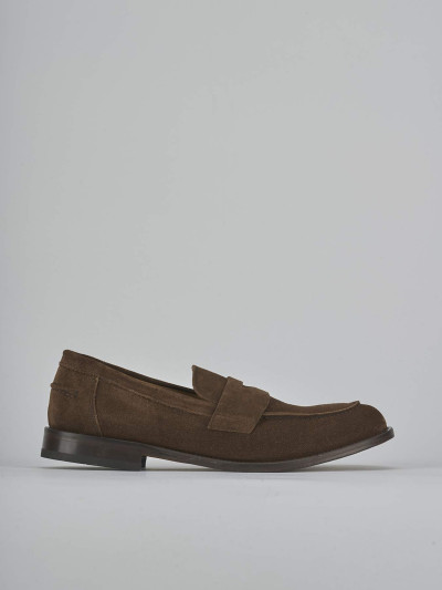 Mocassini tacco 1cm camoscio marrone