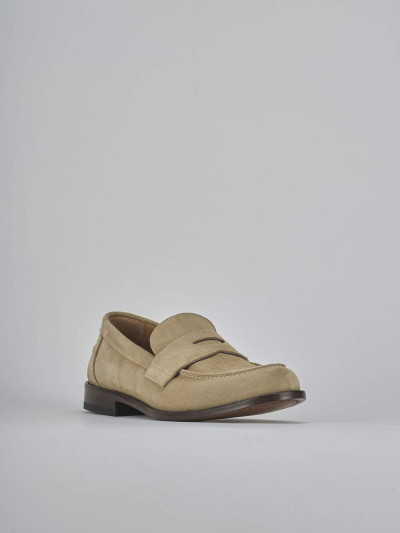 Mocassini tacco 1cm camoscio beige
