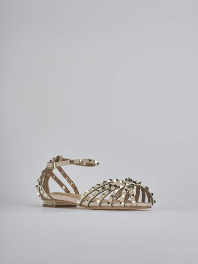 Sandali tacco 1cm cam. sosten beige
