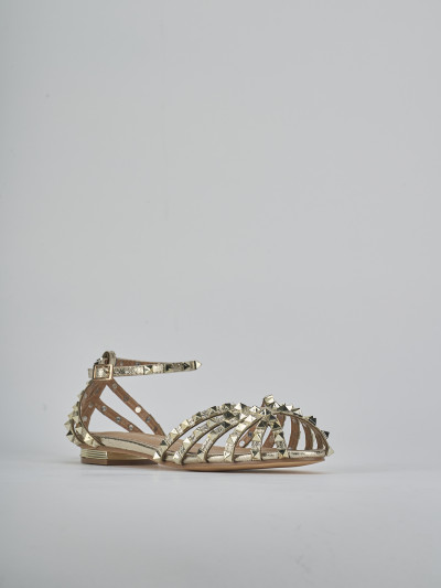 Sandali tacco 1cm cam. sosten oro