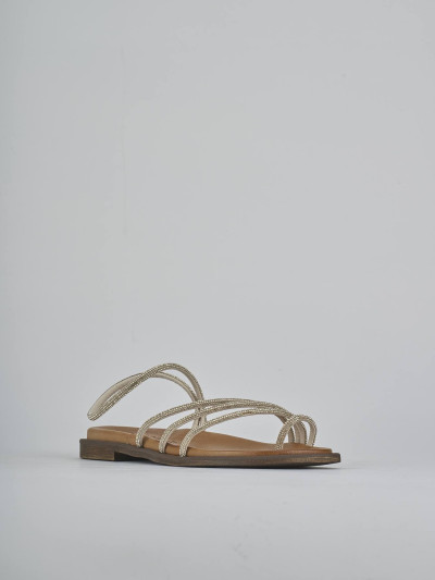 Sandali tacco 1cm pelle oro