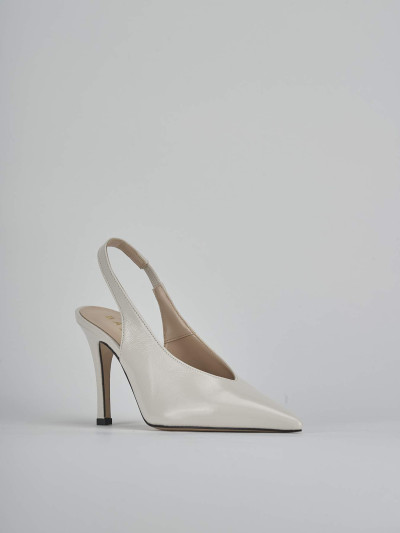 Décolleté e slingback tacco 9cm vernice bianco