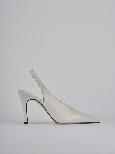 Décolleté e slingback tacco 9cm vernice bianco