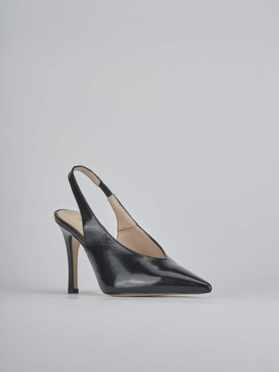 Décolleté e slingback tacco 9cm vernice nero