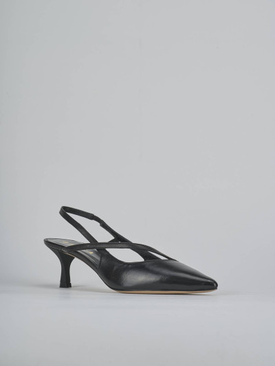 Décolleté e slingback tacco 5cm pelle nero