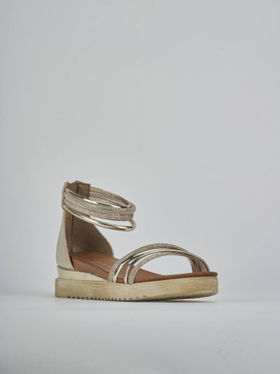 Sandali tacco 3cm pelle oro