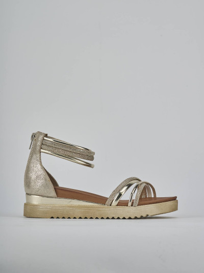 Sandali tacco 3cm pelle oro