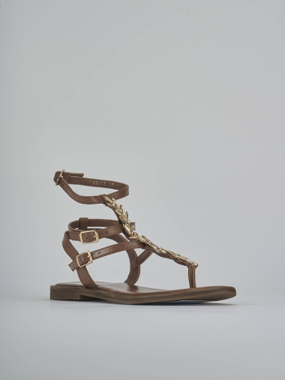 Sandali tacco 1cm pelle marrone