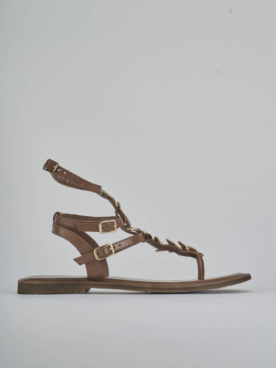 Sandali tacco 1cm pelle marrone