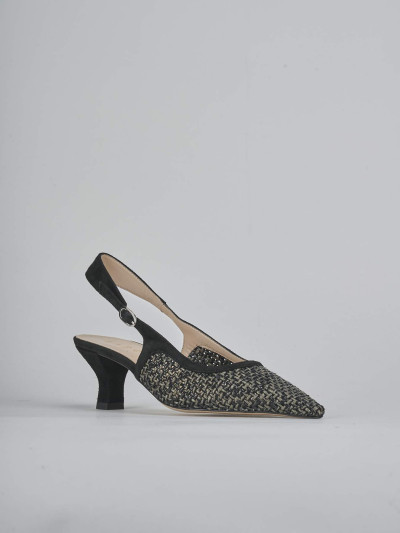 Décolleté e slingback tacco 6cm camoscio nero
