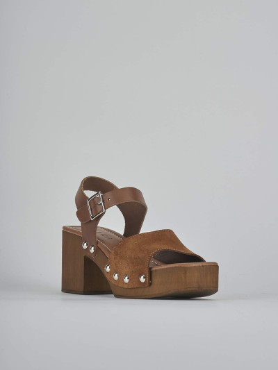 Sandali tacco 8cm camoscio marrone