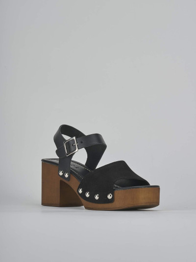 Sandali tacco 8cm camoscio nero