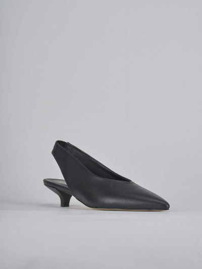 Décolleté e slingback tacco 4cm pelle nero