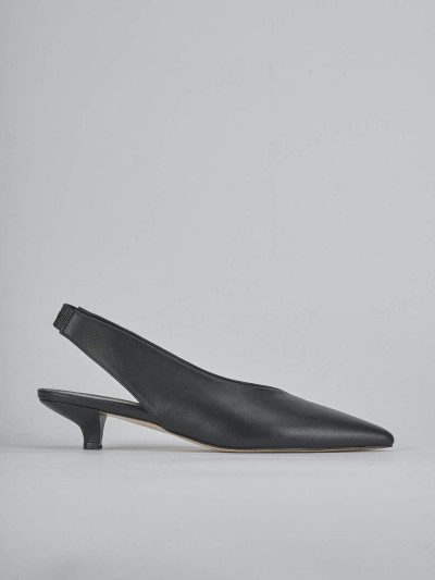 Décolleté e slingback tacco 4cm pelle nero