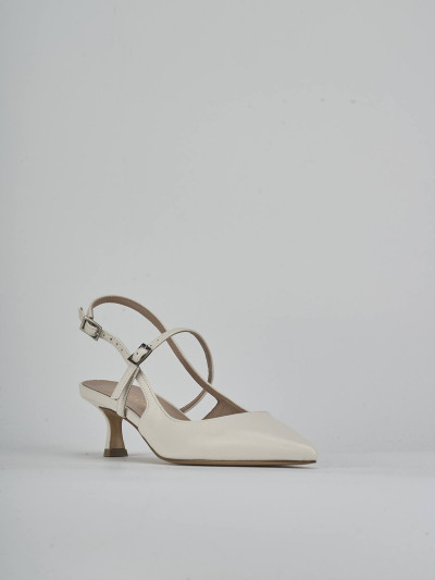 Décolleté e slingback tacco 5cm pelle bianco