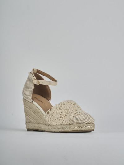 Espadrillas tacco 9cm pelle beige