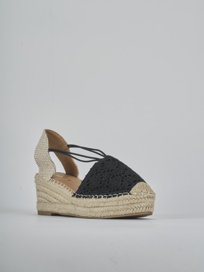 Espadrillas tacco 6cm cam. sosten nero