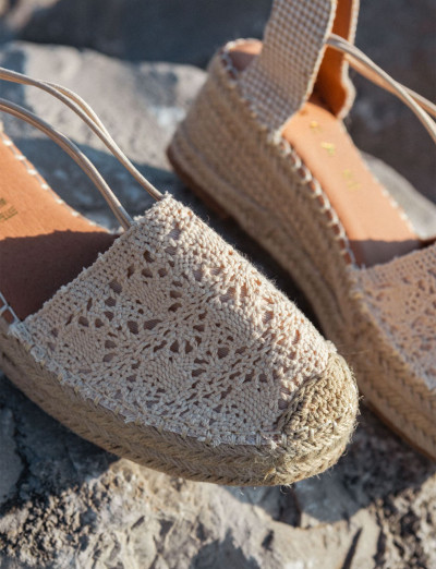 Espadrillas tacco 6cm cam. sosten beige