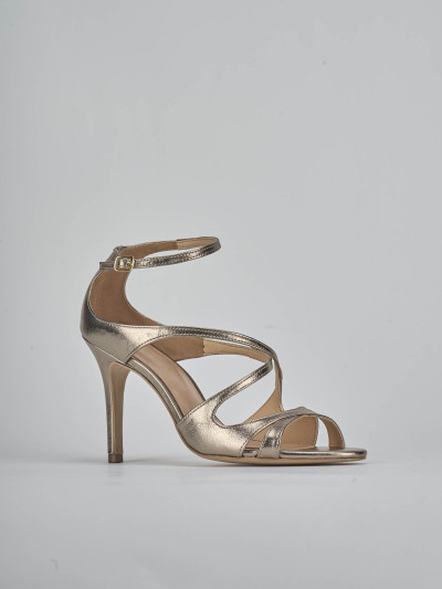 Sandali tacco 9cm laminato argento