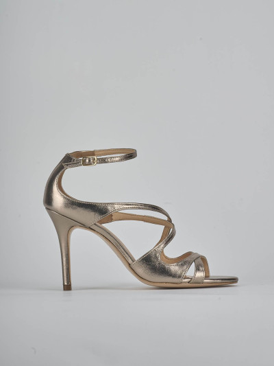 Sandali tacco 9cm laminato argento