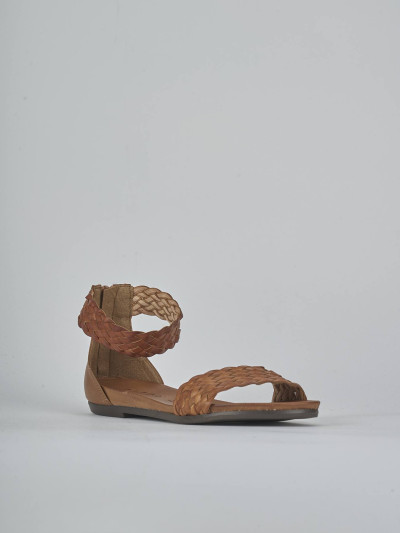 Sandali tacco 2cm pelle marrone