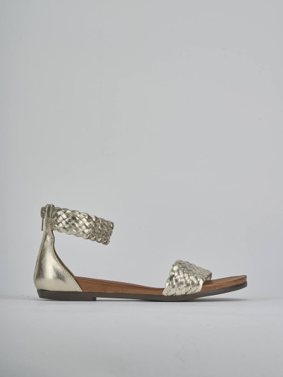 Sandali tacco 2cm pelle oro