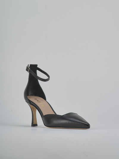 Décolleté e slingback tacco 8cm pelle nero