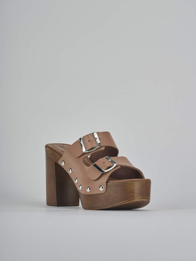 Ciabatte tacco 10cm pelle beige