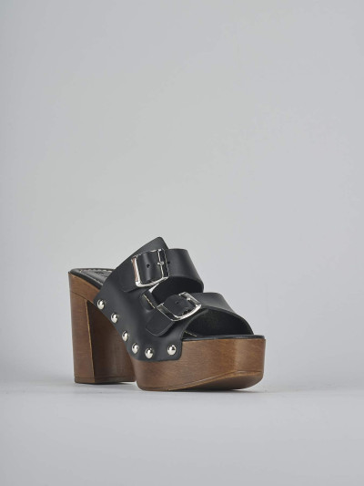 Ciabatte tacco 10cm pelle nero