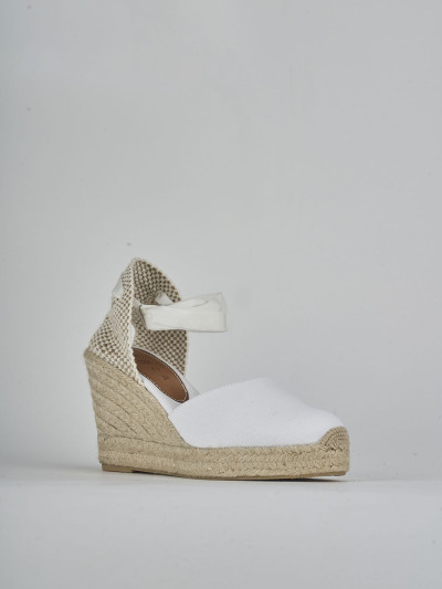 Espadrillas tacco 9cm tessuto bianco