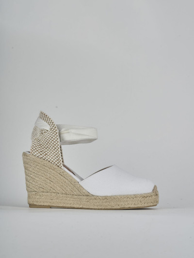 Espadrillas tacco 9cm tessuto bianco