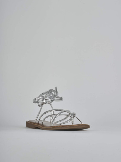 Sandali tacco 1cm pelle argento